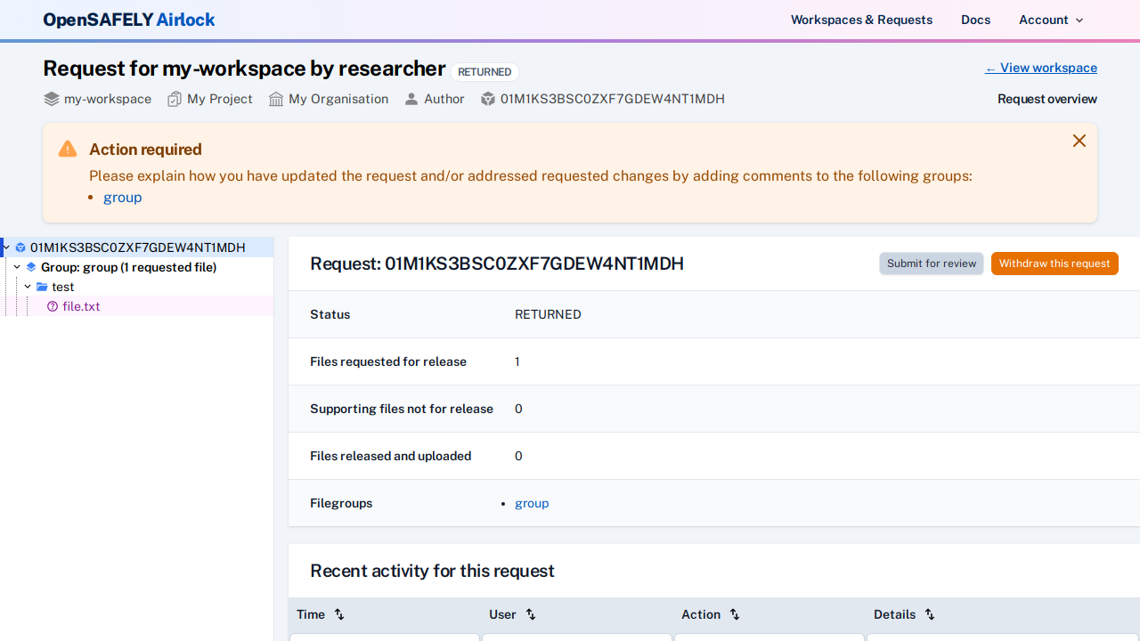 Withdraw request button